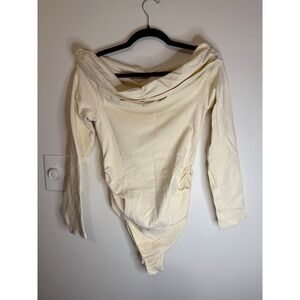 OQQ Boatneck Bodysuit Size L Butter Yellow New